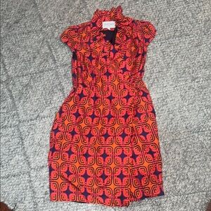 Elizabeth McKay Orange Red Collared Mini Dress